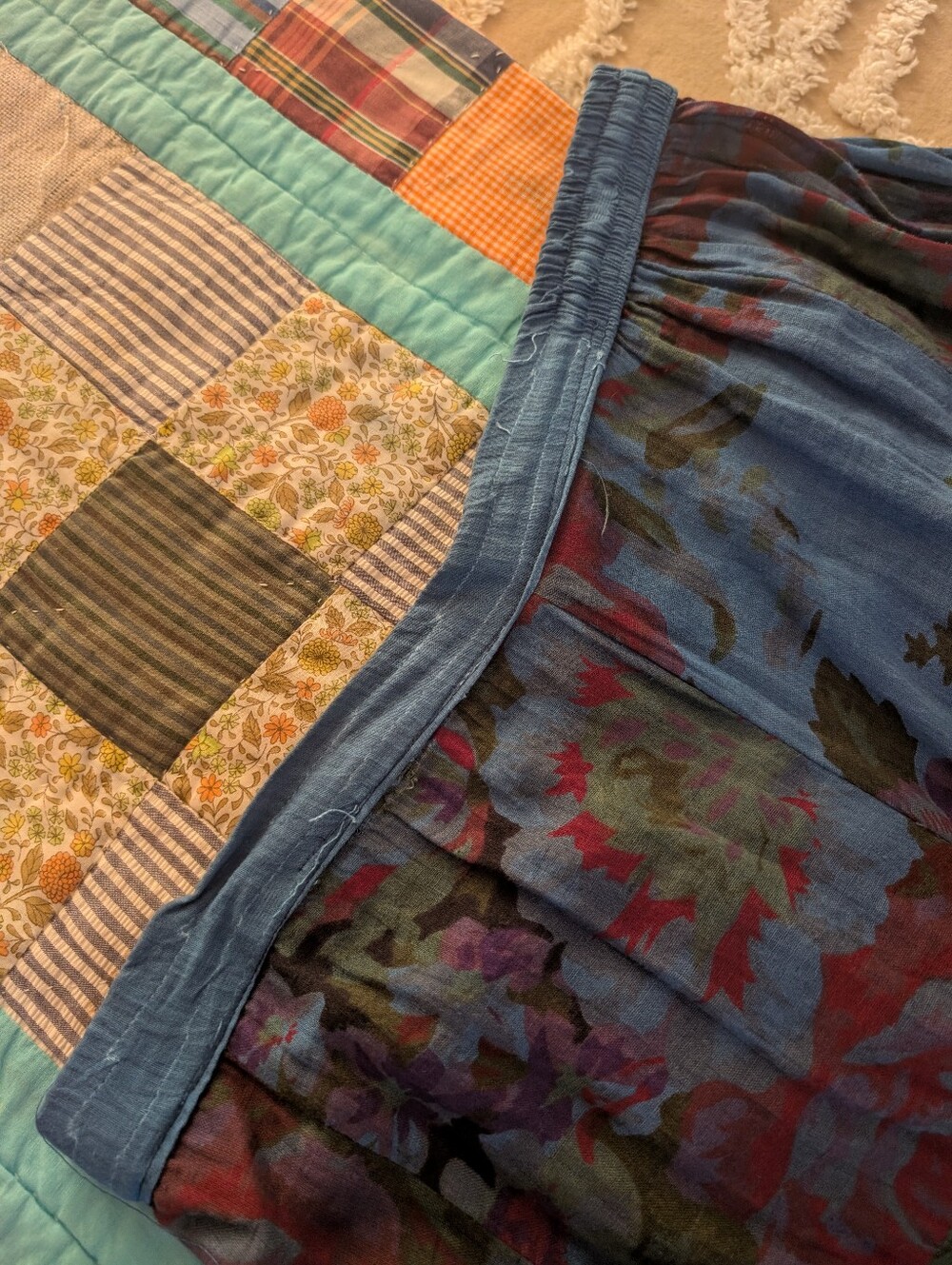 Sari Hippie beach skirt, blue/purple maxi skirt, hi-low hem, gypsy boho - Picture 7 of 10